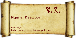 Nyers Kasztor névjegykártya